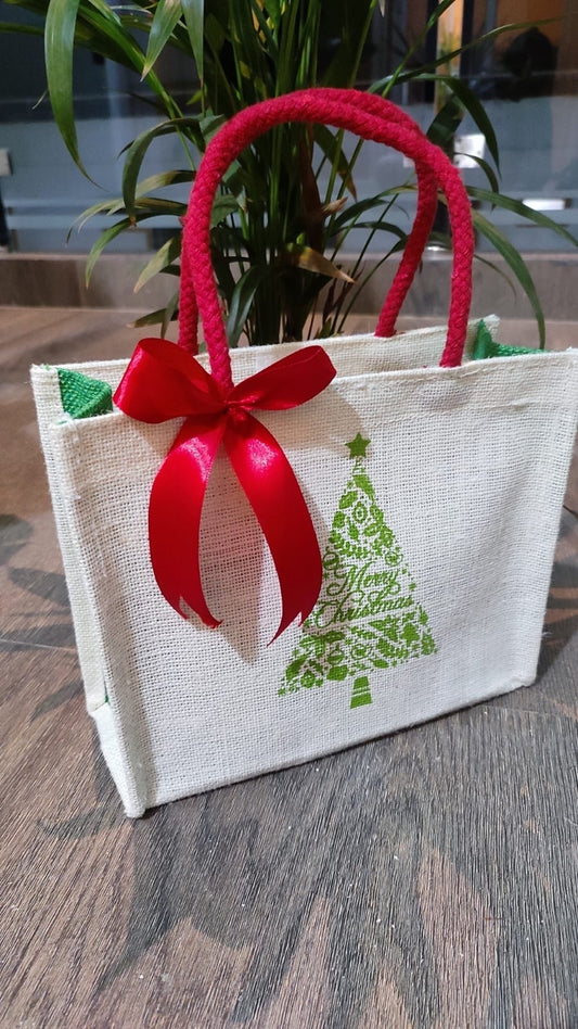 Christmas Tree Jute Gift Bag