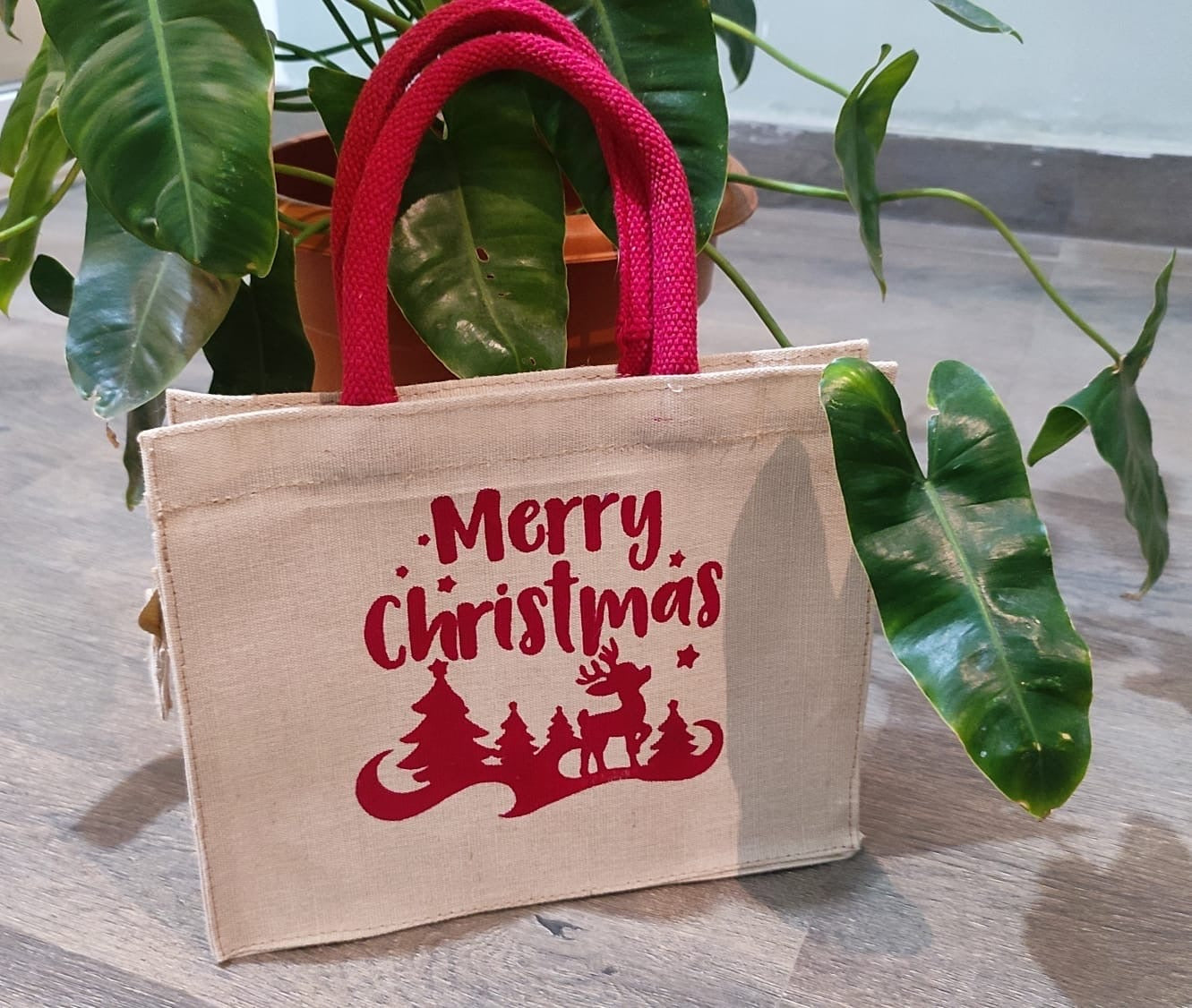 Sleigh Jute Gift Bag